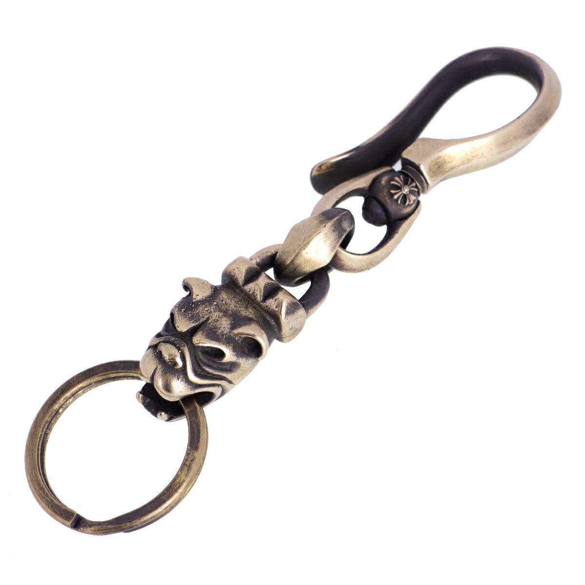 真鍮 ブラス ブルドッグ キーホルダー オリジナル 燻し加工 BRASS