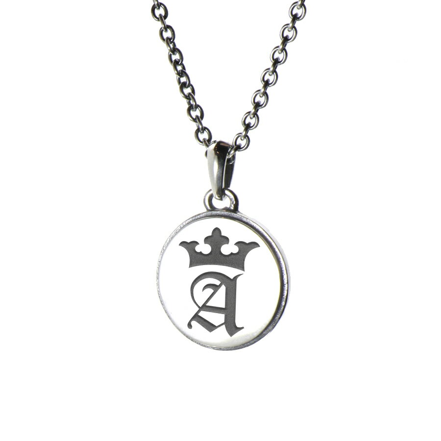 シルバー925 イニシャル コイン ペンダント チェーン付 45cm/50cm 刻印 彫刻 燻し アルファベット 銀92..