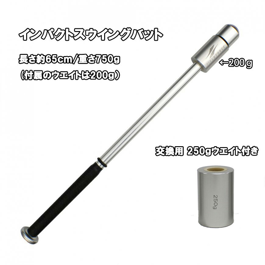 インパクトスウィングバット ウエイト250g付き FTJB-65 打撃練習器具 素振り 打撃上達 【FIELDFORCE】【フィールドフォース】
