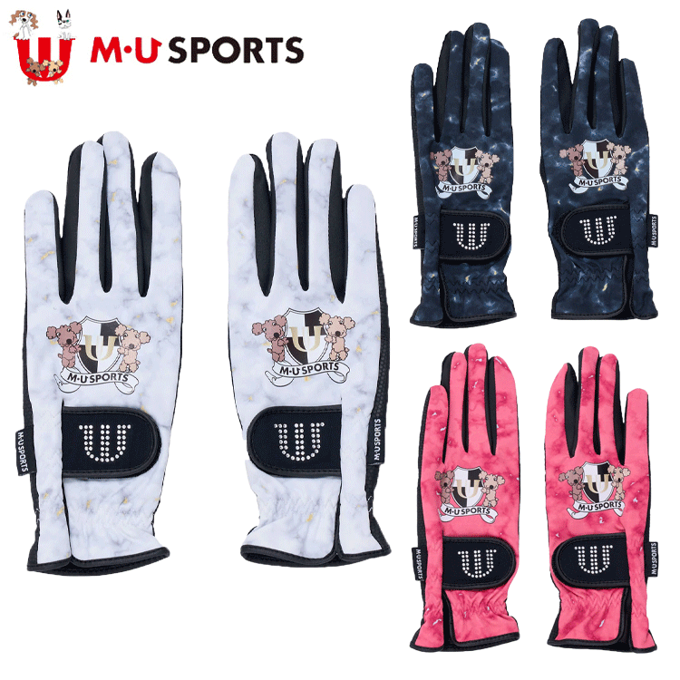 MU SPORTS　MUスポーツ レディース ゴルフ グローブ 手袋 両手用 703H1808 【花柄プリント】【ゴルフグ..