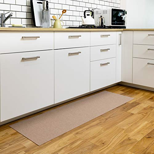 【日本製 撥水 消臭 洗える】サンコー キッチンマット ずれない 台所マット ロング 45×150cm ベージュ おくだけ吸着 KR-42