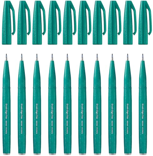 樂天商城 - ぺんてる 筆タッチ サインペン SES15C-D3 ターコイズグリーン 10本