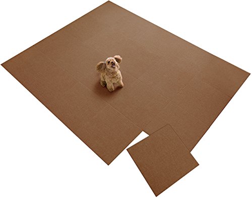 【日本製 撥水 消臭 洗える】サンコー ずれない ジョイントマット ペット用 45×45cm ブラウン 20枚 カーペットタイプ おくだけ吸着