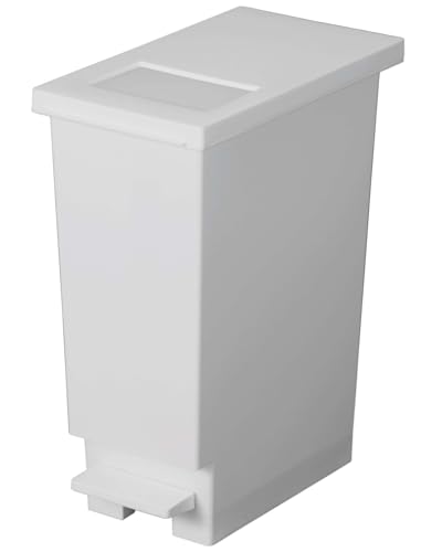 樂天商城 - 新輝合成 トンボ スウィッシュ ゴミ箱 20リットル 蓋を開けずにごみを捨てられる プッシュタイプ ペダル式 ホワイトグレー ふた付き 幅20×