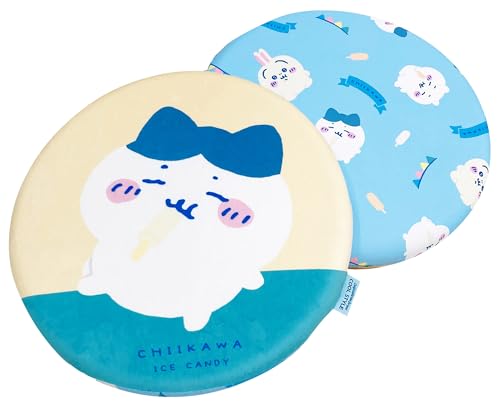 MORIPiLO クッション 椅子 座布団 ちいかわ ハチワレ ひんやり冷感 もちもち低反発シートクッション ブルー 40x40x4cm 夏用