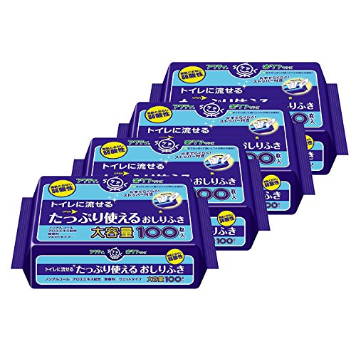【まとめ買い】アクティ トイレに流せる たっぷり使えるおしりふき 100枚×4