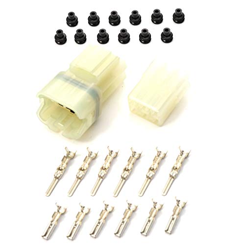 デイトナ(Daytona) HM防水コネクターセット 6極(YZF-R1等) コネクター(オス・メス)1セット、端子x極数分、ワイヤーシールx端