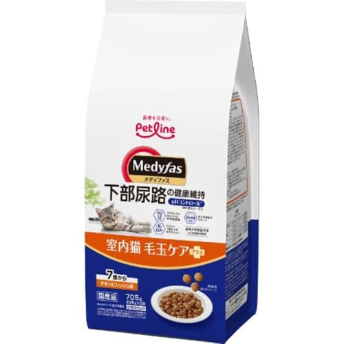 メディファス キャットフード 室内猫 毛玉ケアプラス 7歳から チキン&フィッシュ味 【下部尿路/pHコン..