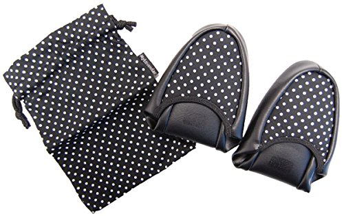 スリッパ水玉 ブラック (二つ折り 巾着付き 女性用 約23.5~24.5cm) 3511