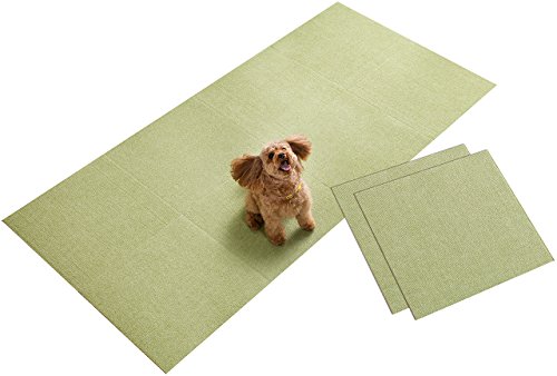 【日本製 撥水 消臭 洗える】サンコー ずれない ジョイントマット 大判 45×45cm グリーン 10枚 カーペットタイプ おくだけ吸着 タイ