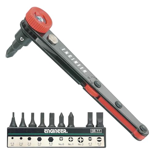 Rakuten - ENGINEER エンジニア オフセットラチェットセット ビット10本組 DR-06 黒 先端厚さ 40mm