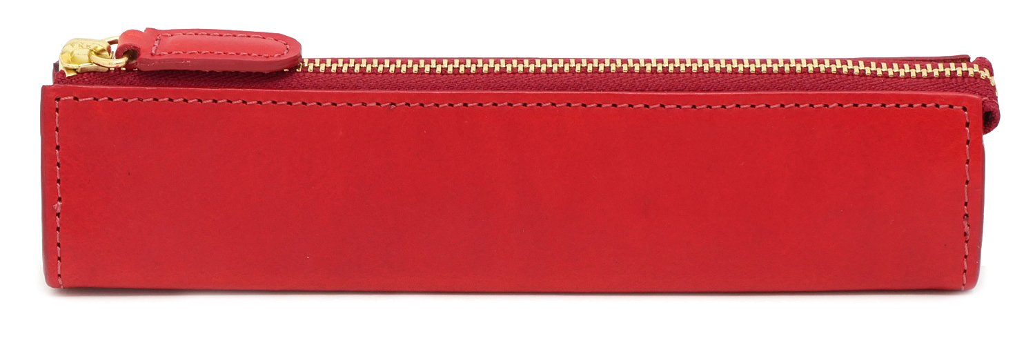 スリップオン ファスナーペンケース S Rio イタリアンレザー 革 レッド IOL-2601