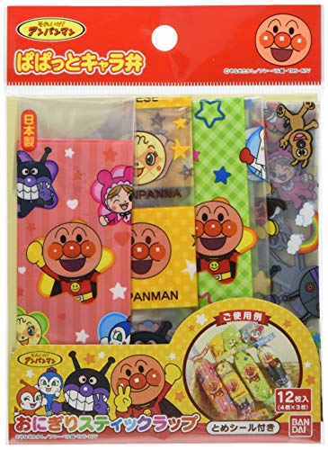 アンパンマン/約250×220mm/2358950・パッケージ個数:1・サイズ:約250×220mm・材質:ポリプロピレン・原産国:日本・商品内容:12枚入(4柄各3枚)●人気キャラクター、アンパンマンのお弁当アイテム ●スティックタイプのおにぎりが間単につくれるスティックラップ ●止めシール付き ●4つの柄が各3枚ずつ12枚入り