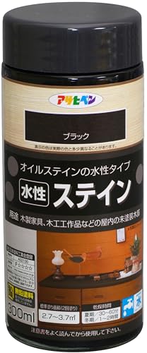 アサヒペン 塗料 ペンキ 水性ステイン 300ml ブラック 水性 艶消し ステイン仕上げ 上塗り不要 シックハウス対策品 日本製