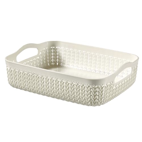 CURVER(カーバー) Knit(ニット) バスケット A5 ホワイト | かご トレー 書類ケース 小物収納 リサイク..