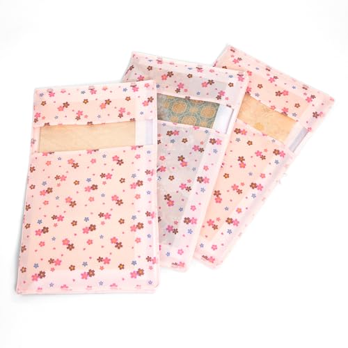 アストロ 帯収納袋 抗菌防臭 薄ピンク さくら柄 桜柄 3方開き 3枚組 窓あり 着物収納ケース 帯収納ケース 通気性の良い不織布製 着物収納袋