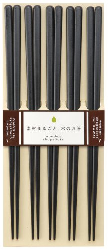 カワイ(Kawai) 箸 食洗機対応 木箸5膳セット 黒 23cm 26527