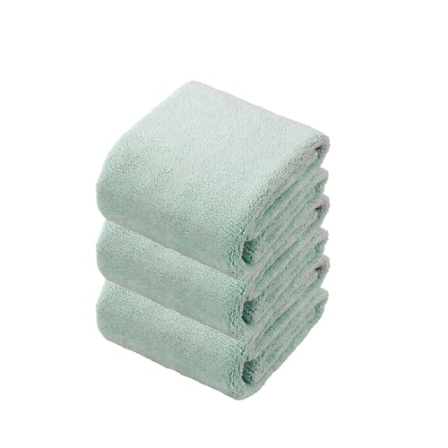 樂天商城 - carari(カラリ) フェイスタオル 3枚組 吸水力[5倍]のマイクロファイバー KOS グリーン 繊維の隙間に素早く吸水 速乾 マシュマロ肌