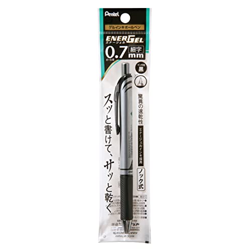 펜테루 볼펜 겔 잉크 에너 젤 노크식 0.7mm 실버 축 XBL77-A 블랙