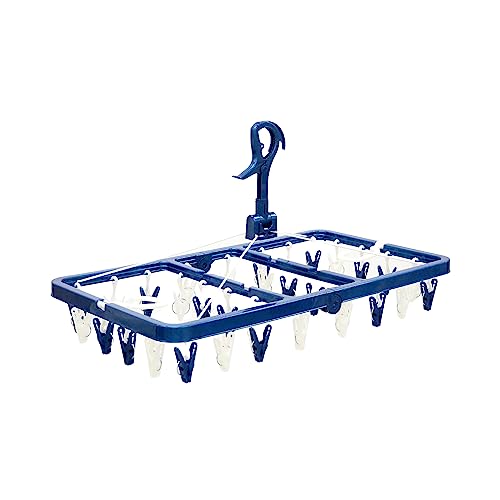 ブルー/サイドフック付角ハンガー32P/24848・パッケージ個数:1・材質：本体・ピンチ：ポリプロピレン、ワイヤー：鉄線、バネ：鋼線(br)商品サイズ：【キャッチ使用時】330×600×325mm(展開時)【フック使用時】330×600×180mm(展開時)(br)ピンチ32個付き・サイドフック付きですので、マンション等のベランダの低い物干し竿に干す得に便利な 洗濯ハンガーです・物干し竿やロープにしっかり固定できるキャッチ式・洗濯物がコンパクトに干せるピンチ32個付き●フレームは、軽量設計(当社比）で干す時の反りを抑えるため、中心を壁で補強した構造になっています ●サイドフック付ですので、ズボンやショーツなど丈の長い洗濯物を干す時や、マンション等のベランダの低い物干し竿に干す時に便利です ●物干し竿や洗濯ロープにしっかり固定できるキャッチ式で、直径38mmのふとん干し用太竿にもご使用になれます ●キャッチ部が90度ごとにカチッと止まるので、干す時のハンガーの回転を抑えます。 ●ハンガーの回転を抑えるので、竿に対して直角に干すと物干し竿の幅を取らずに省スペース干しが、竿に対して平行に干すと狭いベランダでも壁や網戸で洗濯物を汚しにくくなります。 ●キャッチ部にカモイフックがついていますので、カモイにも掛けられます。 ●フレームの対向する場所に同じ色のピンチを配色していますので、タオルなどの渡し干しがしやすくなっています。 ●洗濯物にピンチあとが残りにくい細かな凸面構造のピンチを使用しています ●ピンチが傷んだら、お手持ちのピンチと取り替えることができます ●丈夫な金属製ワイヤーです ●急な降雨時などに洗濯物を取り込みやすい下折れ式です ●洗濯物がコンパクトに干せるピンチ32個付です