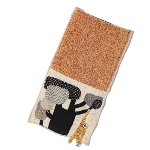 【moritaMiW】 楠橋紋織(Kusubashi Mon Ori) ポーチハンカチ 大きな樹のてっぺんのテナガザル ベージュ 【A-6823