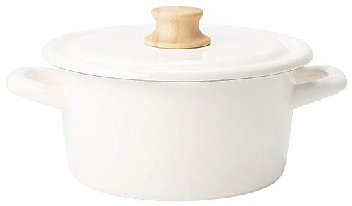 富士ホーロー 両手鍋 キャセロール IH対応 コットン シリーズ ホワイト 18cm CTN-18W.W