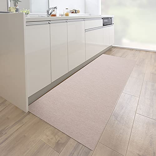 Sanko サンコー 廊下敷き ロングマット キッチンマット カーペット はっ水 消臭 日本製 60×180cm ライトベージュ フラットタイプ