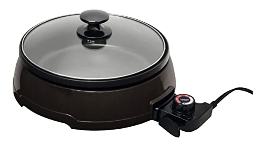 [山善] 電気 グリル鍋 1200W ハイパワー 容量2L (直径23×深さ5cm) ホットプレート 深鍋 フッ素コート加工 温度調節機能 ガラ