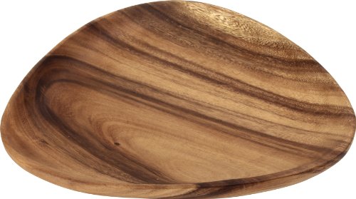 不二貿易 アカシア 木製食器 エッグ型トレー ワンプレート 幅30.5×奥行30.5×高さ2.5cm 割れにくい 軽量 ハンドメイド 天然木 3