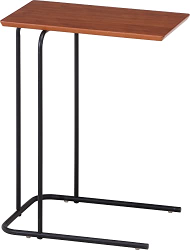 不二貿易(Fujiboeki) サイドテーブル 突板 幅35×奥行46×高さ60cm ブラウン コーヒーテーブル ソファテーブル コの字型 12