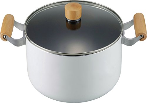 和平フレイズ(Wahei freiz) 両手鍋 22cm ガラス蓋付 ホワイト 木柄 IH・ガス対応 ノルディーズ NR-7976