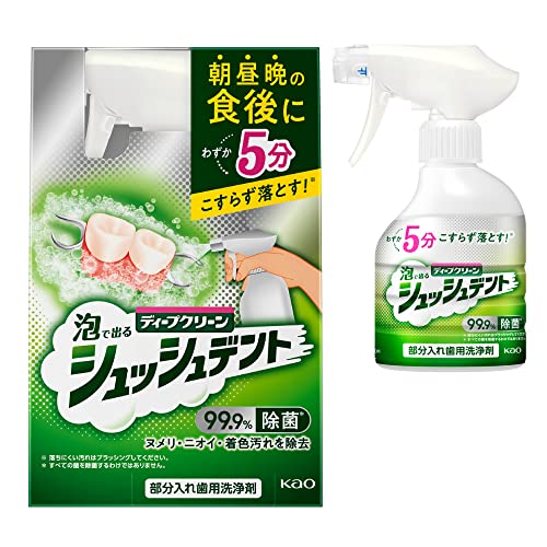 ディープクリーン 泡で出てくる シュッシュデント 部分入れ歯用洗浄剤 本体 270ml わずか5分 泡が 密着洗浄