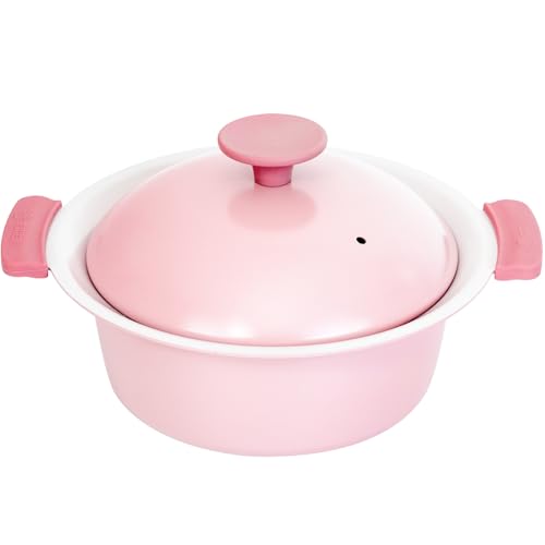 Seiros - 和平フレイズ 軽くて扱いやすい 卓上鍋 18cm 1~2人用 ピンク IH対応 ガス セラミック加工 プチなべ RB-3211