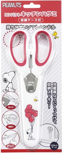 キッチンハサミホワイト/-/SN-139・パッケージ個数:1・サイズ(約):19.5×8.3×1.2cm、本体重量(約):100g・素材・材質:ステンレス鋼、ポリプロピレン、TPR樹脂・生産国:中国・食器洗浄機:使用不可持ちやすいソフトハンドル マグネット付きの収納ケースで、冷蔵庫などにくっつけて収納スッキリ 分解できて洗いやすい