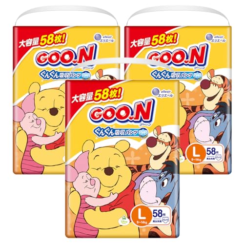 【パンツ Lサイズ】グーン ぐんぐん吸収パンツ おむつ (9~14kg) 174枚(58枚×3) [ケース販売] (ディズニーデザイン)