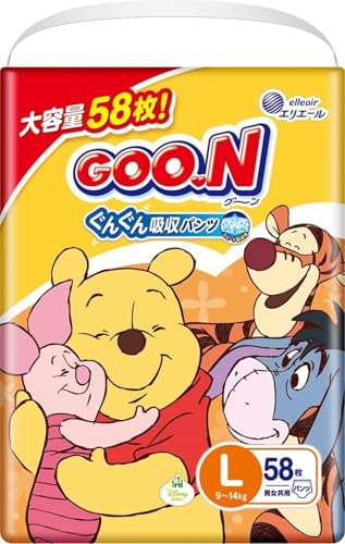 【パンツ Lサイズ】グーン ぐんぐん吸収パンツ おむつ (9~14kg) 58枚 (ディズニーデザイン)