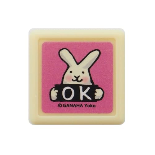 うさぎ/OK(ピンク)/2.2 cm x 2.2 cm/0549-008・パッケージ個数:1・イラストレーターがなはようこさんデザイン。・動物達がミニ浸透印になりました。・サイズ：幅2.2×奥行2.2×高さ3.7cm・ホルダー：プラスチック 印面：オレフィン・原産国：日本イラストレーターがなはようこさんデザイン。動物達がミニ浸透印になりました。