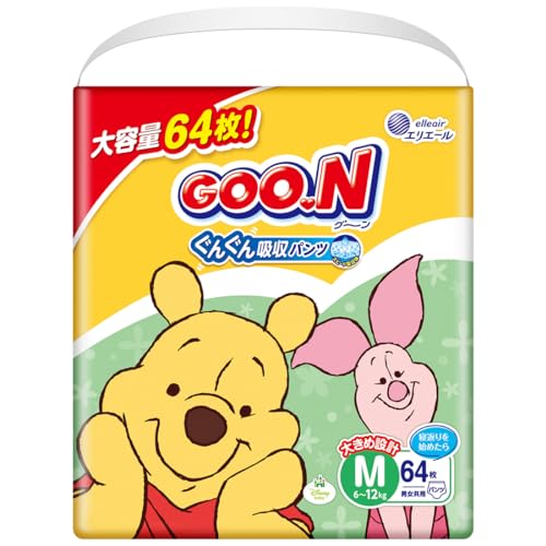 【パンツ Mサイズ】グーン ぐんぐん吸収パンツ おむつ (6~12kg) 64枚 (ディズニーデザイン)