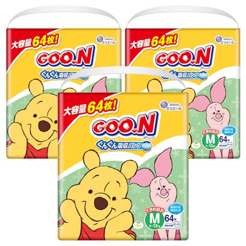 【パンツ Mサイズ】グーン ぐんぐん吸収パンツ おむつ (6~12kg) 192枚(64枚×3) [ケース販売] (ディズニーデザイン)