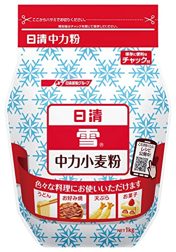 雪1kg×3個白、水色、赤/1kg/320650・Style:雪1kg×3個・100g当り エネルギー:352kcal、たんぱく質:10g、脂質:1.8g、炭水化物:74g、食塩相当量:0g商品紹介 日清製粉ウェルナの中力小麦粉「日清 雪」です。 うどんやお好み焼き、天ぷら、お菓子づくりなど、さまざまな料理に幅広くお使いいただける中力粉です。 袋は開け閉めしやすいチャック付きのため、保存容器へ詰め替える手間なく保存いただけます。 本商品は1kgを3個まとめた、合計3kgのセットです。日常使いのまとめ買いや業務用途にも便利です。 原材料：小麦 原材料・成分 小麦