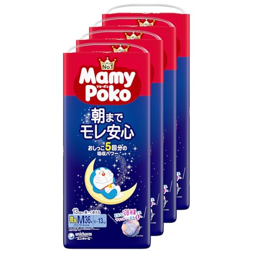 【夜用パンツ Mサイズ】マミーポコ 夜用パンツ ドラえもん オムツ 6~13kg 144枚(36枚×4) [ケース品]