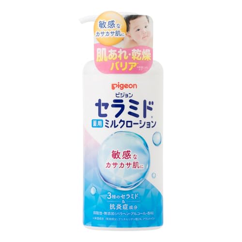 透明/-/-・パッケージ個数:1・●敏感肌の赤ちゃんの肌あれを防ぐ薬用スキンケア・●3種のセラミド（保湿成分）と2種の有効成分配合・●皮フ科医による皮フ刺激性テスト済み敏感なカサカサ肌に 薬用ミルクローション（セラミド）300gの特長 ●敏感肌の赤ちゃんの肌あれを防ぐ薬用スキンケア ●3種のセラミド（保湿成分）と2種の有効成分配合 ●皮フ科医による皮フ刺激性テスト済み 　（すべての方に皮フ刺激が発生しないということではありません） N-ステアロイルフィトスフィンゴシン、ヒドロキシステアリルフィトスフィンゴシン、N-ステアロイルジヒドロスフィンゴシン 弱酸性・無添加(パラベン・アルコール・香料）