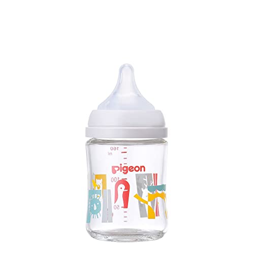 PIGEON ピジョン 母乳実感 哺乳びん 160ml 0ヵ月~ 早く冷める耐熱ガラス製 Zoo ズー キズがつきにくく衛生的 白
