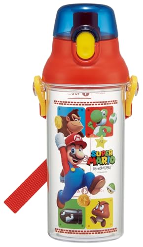 スケーター(Skater) 子供用 クリア プラチック 水筒 480ml 目盛り付きで水分補給の管理 スーパーマリオ 23 男の子 PSB5TR