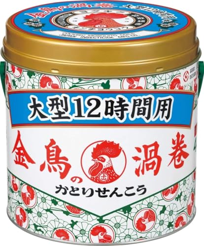 缶-/40巻×1個/4957434009009・PatternName:単品・パッケージ個数:1・【特徴】約12時間使える大型の蚊取り線香。缶のフタを裏返すと線香皿として使用できます。・【商品サイズ】 (幅×奥行×高さ) 169mm×169mm×172mm・【原産国】日本・【内容量】40巻・【成分】有効成分…ピレスロイド(dl、d-T80-アレスリン)0.27w/w%その他の成分…植物性微粉末、澱粉、デヒドロ酢酸Na、着色剤、他4成分商品紹介 相談すること●身体に異常を感じたときは使用を中止し、また小児などが誤って食べた場合は直ちに吐き出させ、本剤がピレスロイド系の殺虫剤であることを医師に告げて診療を受けてください。その他の注意●換気の良い場所の風上に置いてご使用ください。●しめ切った部屋で長時間使用すると、目・鼻・のどなどに刺激を感じることがあります。●アレルギー体質の人は使用に注意してください。●線香皿のカバーを開けるときはカバー側面を持ち、内側に指を入れないでください。●線香皿の黄色いマットは取り出さないでください。●小児の手が届かない所でご使用ください。●安定した平らな所でご使用ください。●線香の燃焼中に缶の取っ手を持って移動したり、吊下げた状態で使用しないでください。●線香の燃焼中、線香皿に線香以外のものを入れないでください。●線香を覆うカバー裏側に付着したヤニが線香に落下し火が消えたり逆に燃え上がる恐れがあります。10巻を目安にヤニの掃除(中性洗剤をつけスポンジ、ブラシ等でこする)をしてください。●使用後は灰が冷めてからその都度、灰を捨ててください。保管及び取扱い上の注意●直射日光を避け、湿気の少ない涼しい場所で小児の手の届かない所に保管してください。廃棄上の注意●ご使用後は自治体の指導に従って捨ててください。お願い●ご使用中の線香近くの天井や壁、家具やカーテンなどにヤニが付着し着色することがありますのでそれらのものから離して設置してください。●観賞魚のいる部屋では近くで使用せず、部屋の換気をよくしてください。●飼育昆虫のいる部屋では使用しないでください。使用方法(線香渦巻の火のつけ方)渦巻1巻の先端(1ヵ所)を下向きにして点火し、点火後は炎を消して徐々に燻焼させてください。(線香皿の使い方)1缶の蓋とカバーをはずします。缶の蓋を裏返すとそのまま線香皿になりますので、缶の上にはめてください。線香皿の黄色いマットは不燃性のガラス繊維です。アスベスト(石綿)は使用していません。2点火した線香を黄色いマットの上の中央に直接置いてください。線香が線香皿のフチにふれると、そこで火が消えます。3安全のため付属のカバーをして使用してください。 【特長】 殺虫成分ピレスロイド(dl・d-T80-アレスリン)を配合。安定した殺虫効力を発揮し、約12時間有効です。 【有効成分】ピレスロイド(dl・d-T80-アレスリン)…0.27w/w% 【その他の成分】 植物性微粉末、澱粉、デヒドロ酢酸Na、着色剤、他4成分・原材料・成分 【有効成分】（Hd） ピレスロイド（dl・d-T80-アレスリン）・・・0.3w／w％、 (C2) ピレスロイド（dl・d-T80-アレスリン）・・・0.27w／w％ 【その他成分】 植物性微粉末、澱粉、デヒドロ酢酸Na、着色剤、他4成分 使用方法 【特徴】約12時間使える大型の蚊取り線香。缶のフタを裏返すと線香皿として使用できます。
