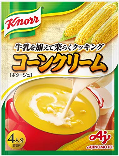 -/4食 (x 10)/-・FlavorName:コーンSize:4食 (x 10)・パッケージ個数:10・原材料:スイートコーン、小麦粉、砂糖、でん粉、食塩、乳糖、食用加工油脂、酵母エキス調味料、酵母エキス、脱脂粉乳、バターソテーオニオンパウダー、オニオン、香辛料、うきみ(スイートコーン)/調味料(アミノ酸等)、(一部に小麦・乳成分を含む)・内容量:4人分×10個・商品サイズ(高さx奥行x幅):17cm×5cm×26cmクノール「コーンクリーム4人分」が新しくなりました。 小麦粉を使用したルゥをベースにスーパースイートコーンをふんだんに使用したコーン風味豊かなスープです。 今回改定を行い、コーンンパウダーを増量してコーンの風味をより一層強化するとともに、 自社開発原料である「ミルポア」を使用することで、まろやかなコクを加えました。