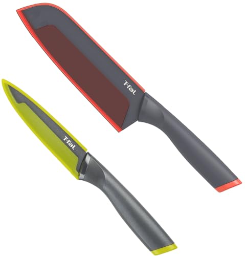 ティファール 三徳包丁 16.5cm ユーティリティナイフ 12cm 2点 チタン強化コーティング 「フレッシュキッチン」 保護カバー付 K13