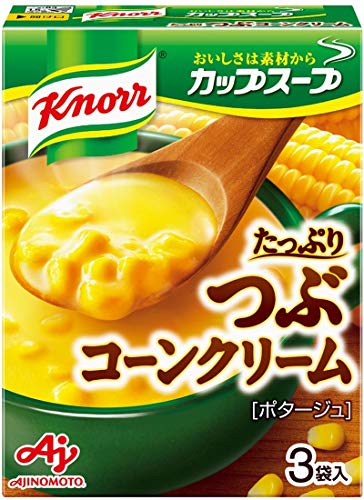 -/49.5グラム (x 10)/-・Size:49.5グラム (x 10)・パッケージ個数:10・内容量:(16.5g)×3袋×10箱・カロリー:【1食当たり】エネルギー:66kcal・原材料:スイートコーン、でん粉、砂糖、クリーミングパウダー、デキストリン、食塩、乳糖、食用加工油脂、脱脂粉乳、じゃがいも、バターソテーオニオンパウダー、コーンバターパウダー、全粉乳、酵母エキス、オニオン、香辛料、チキンエキス、うきみ(スイートコーン)/調味料(アミノ酸等)、(一部に小麦・乳成分・大豆・鶏肉を含む)・商品サイズ(高さ×奥行×幅):123mm×152mm×187mm商品紹介 商品紹介 つぶコーンがたっぷり入った、コーン風味とミルクのコクが豊かなコーンクリームスープです。100%指定農場栽培の原料のスーパースイートコーンを素材のおいしさをいかすため、甘さのピークで収穫し、24時間以内にパウダー化しています。 栄養成分 【1食当たり】エネルギー:66kcal、たん白質:1.0g、脂質:1.4g、炭水化物:12g、食塩相当量:1.1g アレルギー物質 乳成分、小麦、大豆、鶏肉 使用上の注意 調理時・飲用時の熱湯でのやけどには充分ご注意ください。 原材料・成分 スイートコーン（アメリカ又は日本)、でん粉、砂糖、クリーミングパウダー、食塩、デキストリン、乳糖、食用加工油脂、脱脂粉乳、じゃがいも、バターソテーオニオンパウダー、コーン加工品、コーンバターパウダー、酵母エキス、オニオン、乳たん白、チキンエキス、果糖、香辛料、うきみ（スイートコーン）／調味料（アミノ酸等）、（一部に小麦・乳成分・大豆・鶏肉を含む） 安全警告 保存方法：直射日光をさけて常温で保存してください。　開封後の取扱い：開栓後は冷蔵庫に立てて保管し2日以内にご使用ください。