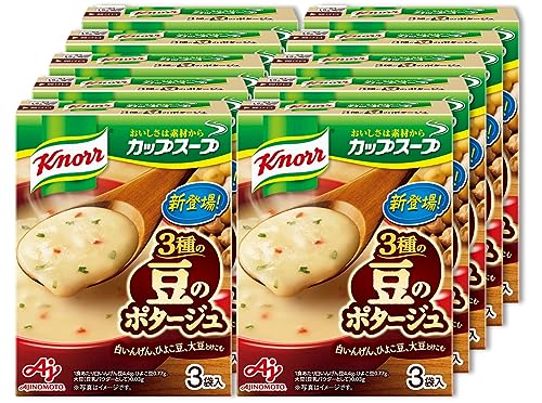 FlavorName:豆・味わいの異なる3種の豆を使うことで、豆本来の甘さと複雑味のあるコクと風味が楽しめる、豆のポタージュです。・スパイスのアクセントが効いていて目新しく、おしゃれなカフェやレストランで出てくるような、自分では手作りできない本格感のある味わいです。・パンとの朝食を中心に、洋食献立の昼食や夕食、間食にもお使いいただけます。商品紹介 味わいの異なる3種の豆を使うことで、豆本来の甘さと複雑味のあるコクと風味が楽しめる、豆のポタージュです。 スパイスのアクセントが効いていて目新しく、おしゃれなカフェやレストランで出てくるような、自分では手作りできない本格感のある味わいです。 原材料・成分 白いんげん豆パウダー(国内製造)、でん粉、砂糖、クリーミングパウダー、じゃがいも、食用加工油脂、食塩、ひよこ豆パウダー、全粉乳、オニオンエキス、バターソテーオニオンパウダー、豆乳パウダー、オニオン、ローストオニオンパウダー、酵母エキス、香辛料、デキストリン、チキンブイヨンパウダー、うきみ(乾燥赤ピーマン、パセリ)/加工デンプン、調味料(アミノ酸等)、乳化剤、(一部に小麦・乳成分・大豆・鶏肉を含む)