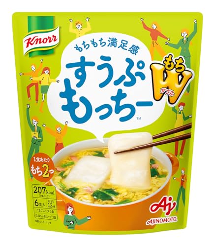 -/6食入/4901001846795・Size:6食入・電子レンジで簡単手軽に用意することができる、おいしくて腹持ちのよいスープで食べるおもちです。・たっぷり具材がふんわり広がるので、まるで手作りしたようなスープもちが手軽に楽しめます。・習い事の前等、忙しいなかでもちゃんとした軽食を準備したいときにぴったりです。・【作り方】おもちと乾燥スープを袋から取り出し、水150mLと一緒にカップなどのお皿に入れます。ラップをかけずに電子レンジで2分40秒加熱してお召し上がりください。商品紹介 電子レンジで簡単手軽に用意することができる、おいしくて腹持ちのよいスープで食べるおもちです。 たっぷり具材がふんわり広がるので、まるで手作りしたようなスープもちが手軽に楽しめます。 習い事の前等、忙しい中でもちゃんとした軽食を準備したいときにぴったりです。 原材料・成分 ふんわりたまごもち（国内製造）、卵、食塩、かつお節エキス調味料、でん粉、乾燥しいたけ、乾燥わかめ、食用油脂、しいたけパウダー、粉末しょうゆ、乾燥ねぎ、こんぶエキス、酵母エキス調味料、チキンエキス、たん白加水分解物、こしょう、酵母エキス、あさりエキス／ソルビトール、糊料（加工でん粉、キサンタンガム）、調味料（アミノ酸等）、酸味料、カロテン色素、（一部に小麦・卵・大豆・鶏肉・豚肉・ゼラチンを含む） ほうれん草とベーコンもち（国内製造）、卵、ほうれんそう、ベーコン、食塩、でん粉、砂糖、しょうゆ、チキンエキス、酵母エキス、食用油脂、たん白加水分解物、香辛料、はくさいエキス、酵母エキス調味料／ソルビトール、糊料（加工でん粉、キサンタンガム）、調味料（アミノ酸等）、酸味料、酸化防止剤（ビタミンE、ビタミンC）、カロテン色素、アナトー色素、コウリャン色素、（一部に小麦・卵・乳成分・大豆・鶏肉・豚肉を含む） 使用方法 おもちと乾燥スープを袋から取り出し、水150mLと一緒にカップなどのお皿に入れます。ラップをかけずに電子レンジで2分40秒加熱してお召し上がりください。